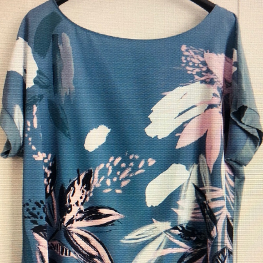 Roma Blue Boxy Blouse with Short Sleeves